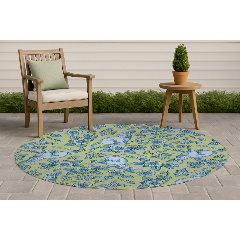 Tapis d'extérieur Bunny, Vert, Rond 5 pi