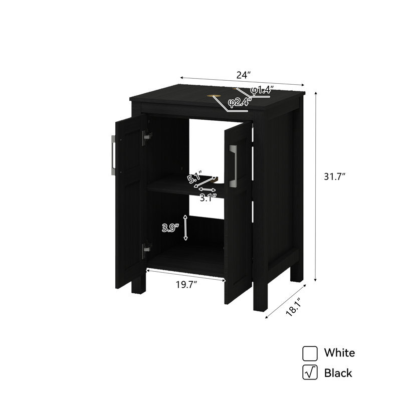 Frenette 24'' Single Bathroom Vanity with Manufactured Wood Top, Black