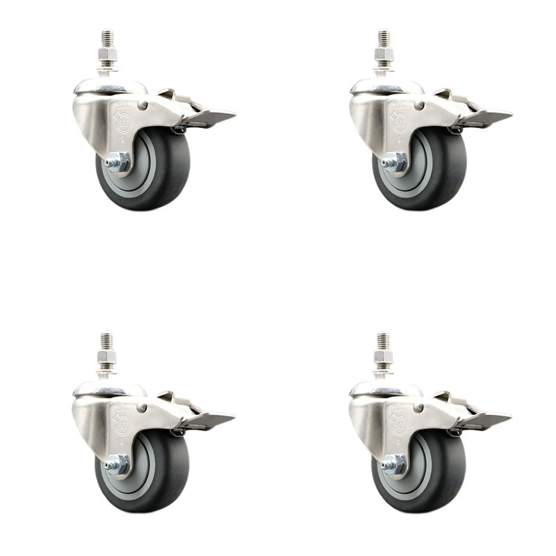 316SS Thermoplastic Rubber Swivel Stem Caster Set Lock Brake SCC