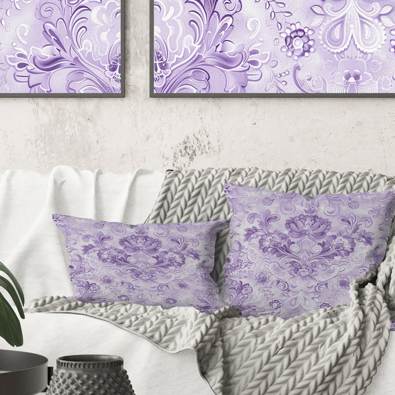 Motif de fleurs mauves élégantes - Boho, Carrée, H 18 po x l 18 po