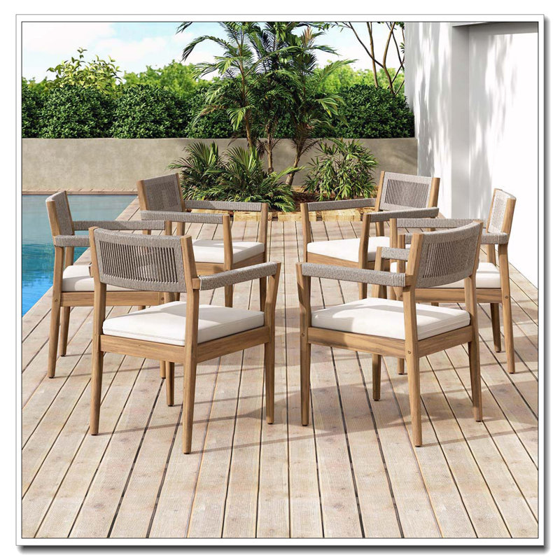 Chaises de salle à manger d'extérieur en bois d'acacia, Beige