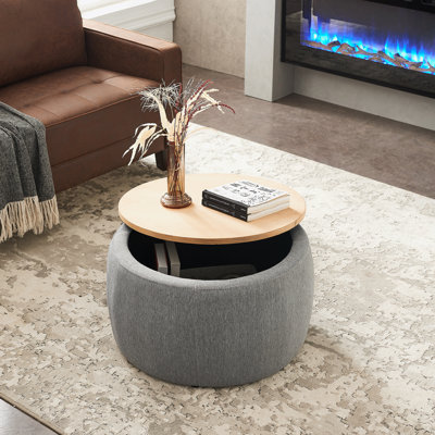 Repose-pieds rond avec rangement, fonction 2 en 1, fonctionne comme table de bout et repose-pieds