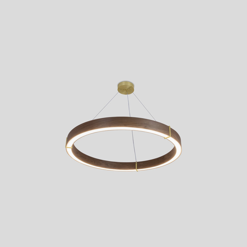 Luminaire suspendu à DEL 48 po Redeo, Laiton brossé, 2700 K, Noyer