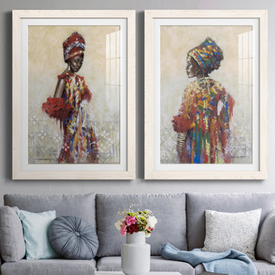Celebration Of Beauty I - Matted and Framed Under Acrylic Glass, Set of 2, Large Living Room Wall Art