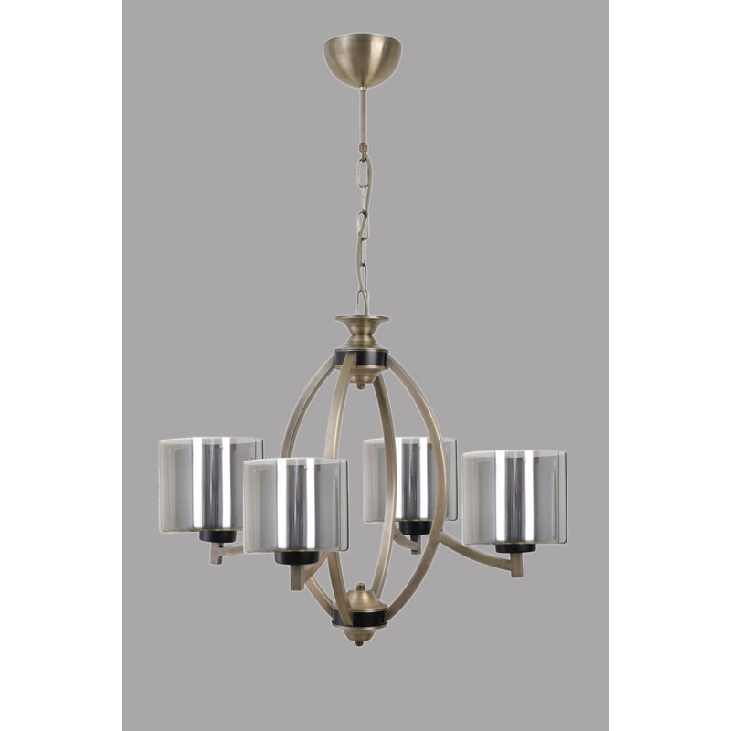 Lustre géométrique à 4 lumières Rivas, Argent, Or