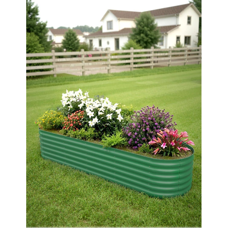 Raised Garden Bed Kits, Outdoor Metal Raised Planter Boxes with Safety Edging for Gardening Vegetables,Fruits,Flower ( 8x2x1.5ft / 8x4x1.5ft )