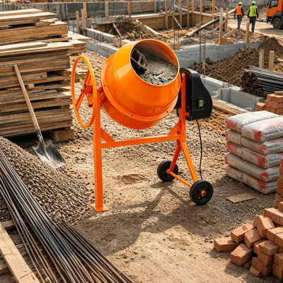 5 Cu.Ft Portable Electric Cement Mixer, 650W 120V Heavy-Duty Concrete Mixing Machine for Mortar Stucco Feed Mixing
