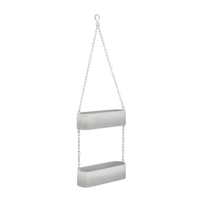 Two Tier White Metal Hanging Wall Planter
