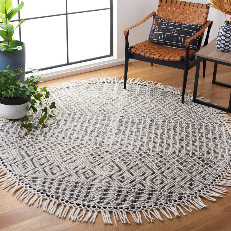 Vintage Look Hand Woven Area Rug, Round 183 cm