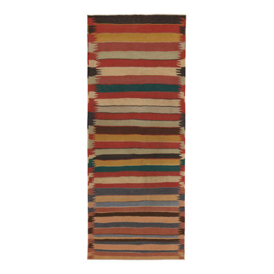Wool Striped Area Rug in Red/Yellow/Blue
