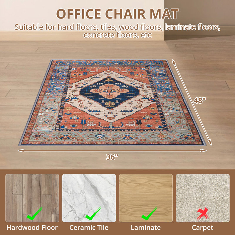 Tapis de chaise rectangulaire antidérapant