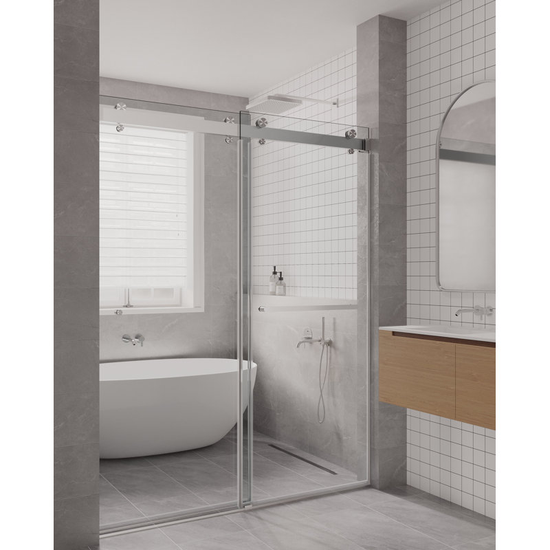  62” - 66" W x 77” H Double Sliding Frameless Glass Shower Doors |3/8" Thickened Clear Tempered Glass | Leak-Proof Precision | Durable Stainless-Steel Hardware | Easy Clean Glass 