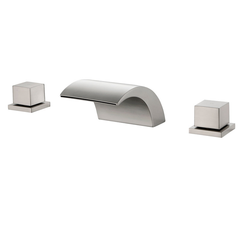 Waterfall 8 In. Widespread Double-Handle Bathroom Faucet Set 3-Holes Vanity Sink, Brushed Nickel
