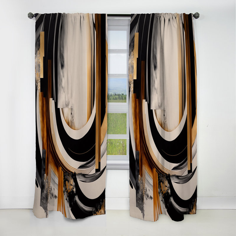 Gold Touch Art Deco IV - Abstract Curtain - Blackout Abstract Curtain - 1 Panels, 52" W x 120" L