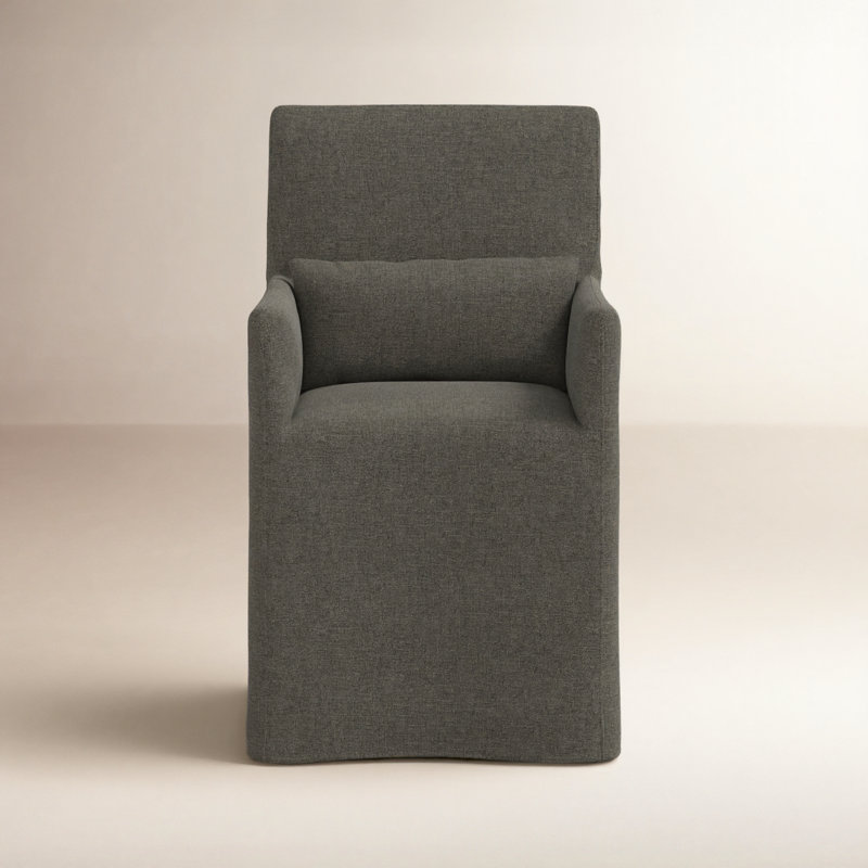 Chaise Stoffer Home x Fabric and Co. Lindy, Lin texturé gris anthracite Zuma