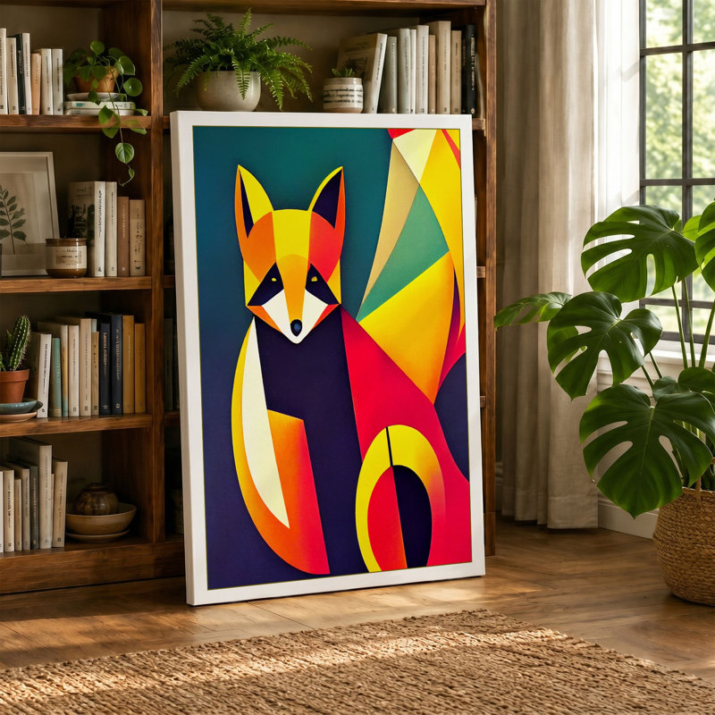 Fox Geometric - Print, 30x20 - 76.2 x 50.8 cm, Taupe Border