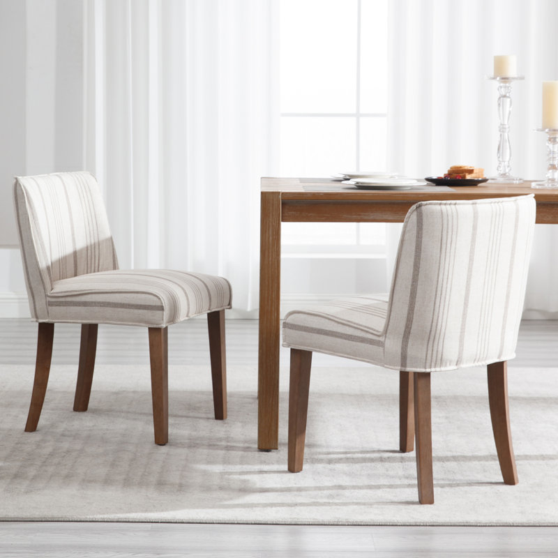Chaise d'appoint en bois rembourrée Farmhouse Chairs, Kaki rayé