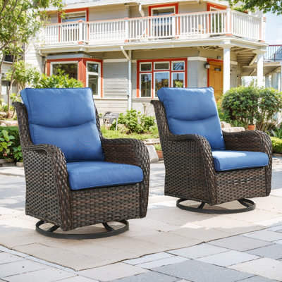 Outdoor Wicker Swivel Glider Chairs With 5" Cushions by Red Barrel Studio