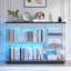 Buffet 47,24 po, buffet moderne en verre trempé transparent, vitrine avec lumières à DEL RVB, port USB, port de type C et capteur de mouvement-483947149