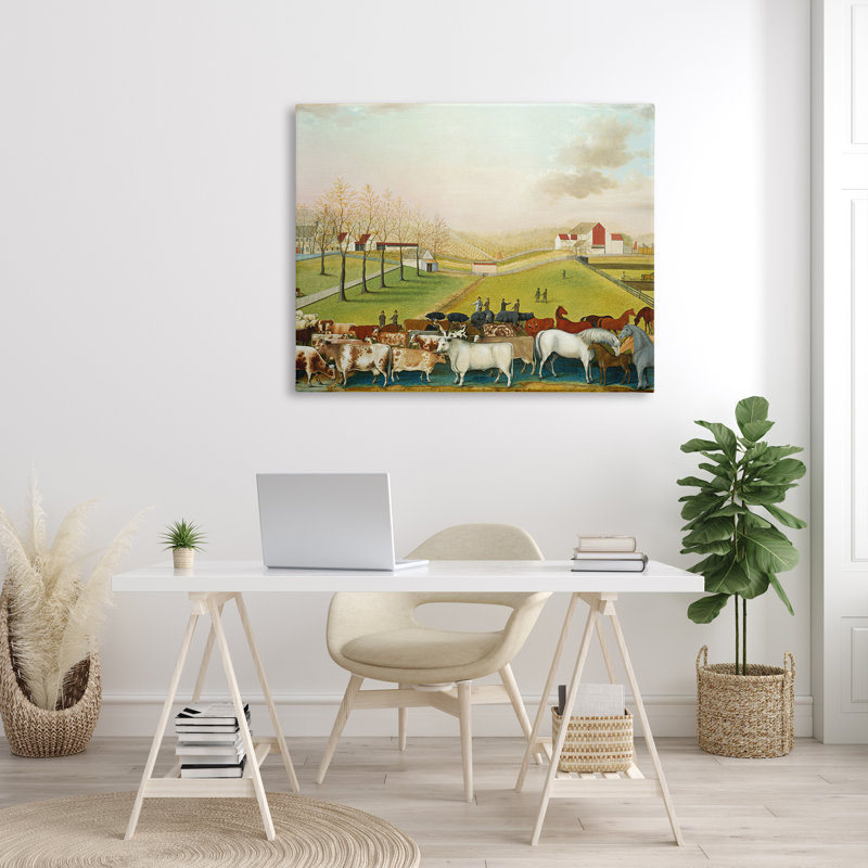 «The Cornell Farm Classic Farm» par Edward Hicks - peinture sur toile tendue, H 36 po x l 48 po x P 1,5 po, Toile tendue
