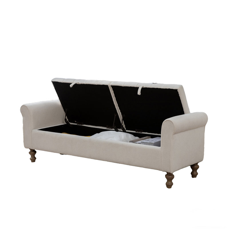 Banc de rangement rembourré de 65,75 po de largeur, Beige