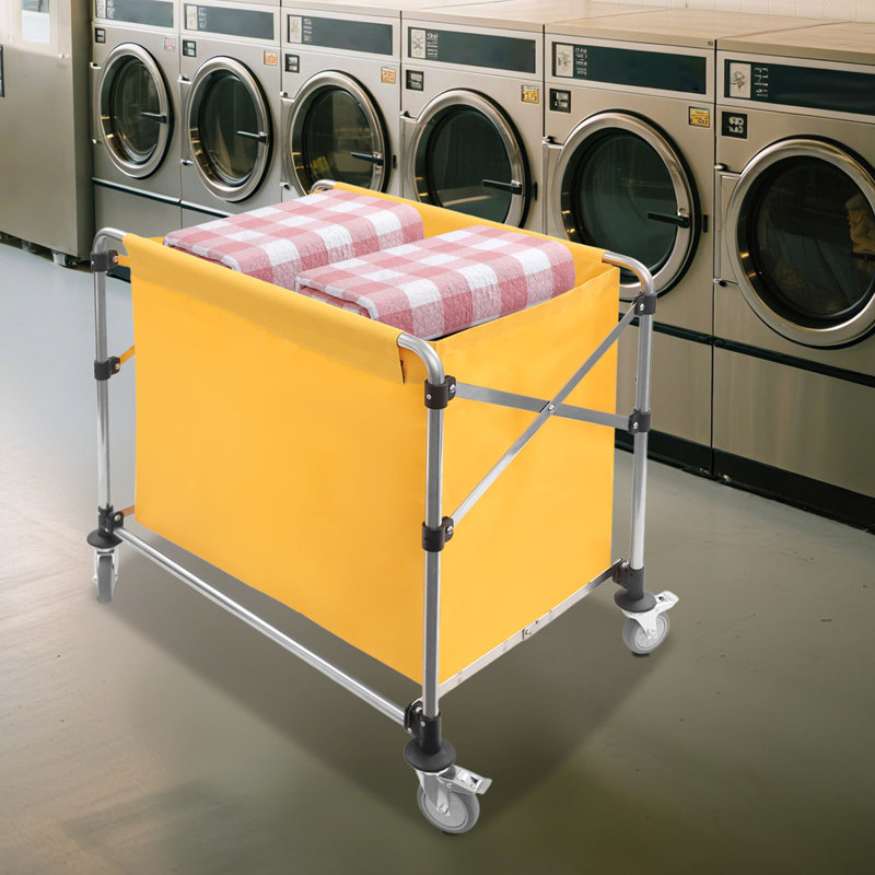 35.43X23.62X34.65” Laundry Cart With Wheels, Yellow, 34.65" H x 35.43" W x 23.62" D