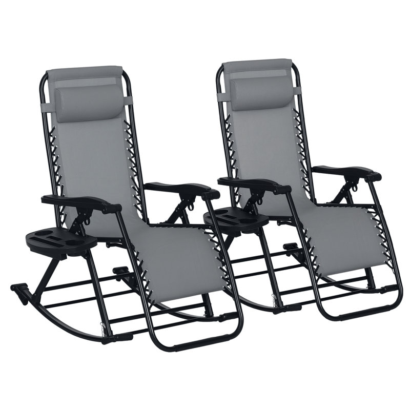 Chaise berçante d'extérieur en métal Mattson, Gris