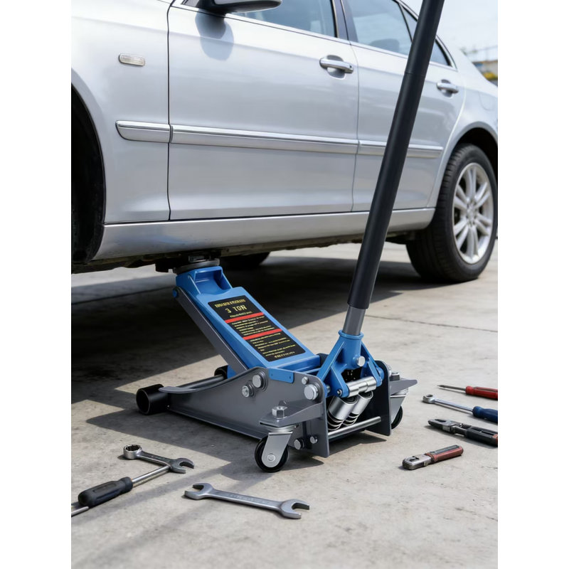 Cric de plancher hydraulique en acier à profil bas de 3 tonnes avec double système de pompage