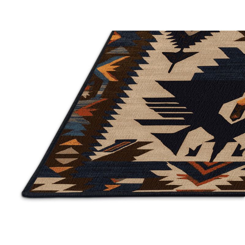 Washable Raven and Crow Southwestern Area Rug, Rectangle 6' x 9'