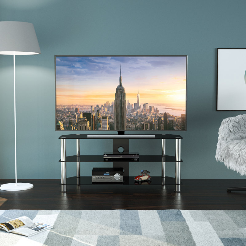 Byrge Unfinished TV Stand for TVs up to 55", Chrome