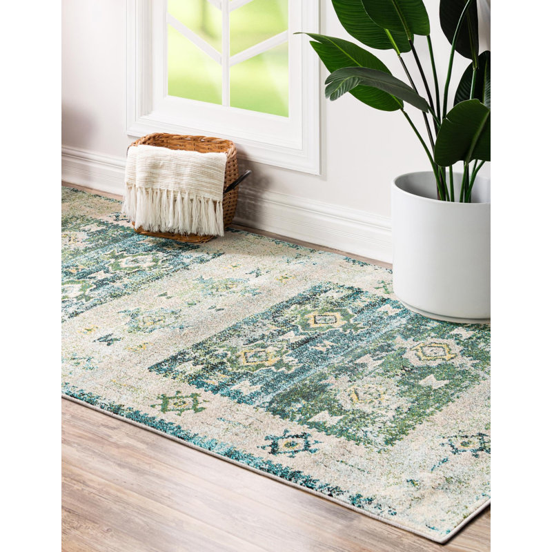 Ector Washable Geometric Indoor Rug, Rectangle 9' x 12'2"