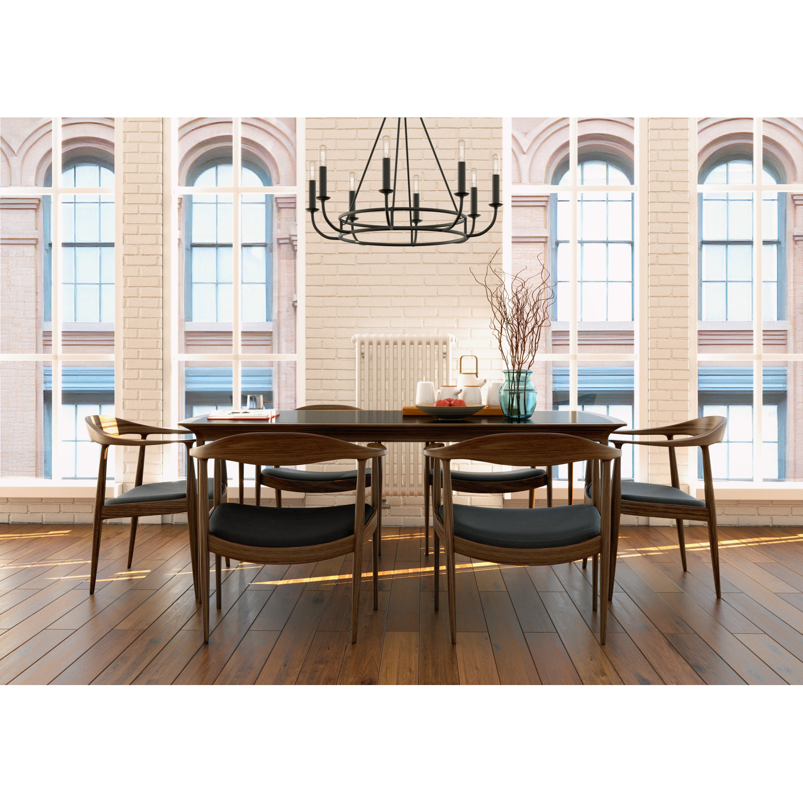 Akir 8 - Light Metal Dimmable Chandelier, Black