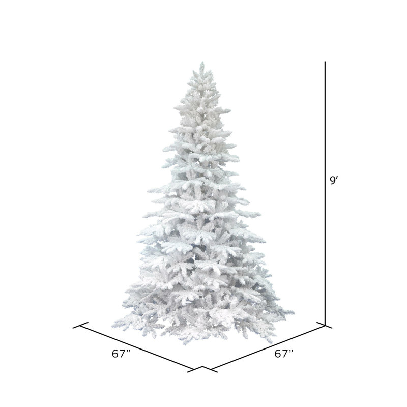 Flocked White Spruce AUnlit rtificial Christmas Tree, 9' H