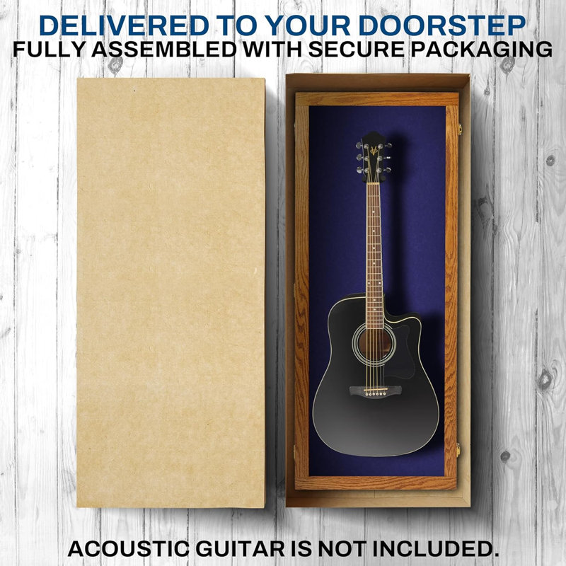 Vitrine pour guitare acoustique en chêne de qualité supérieure PENNZONI, Feutre bleu