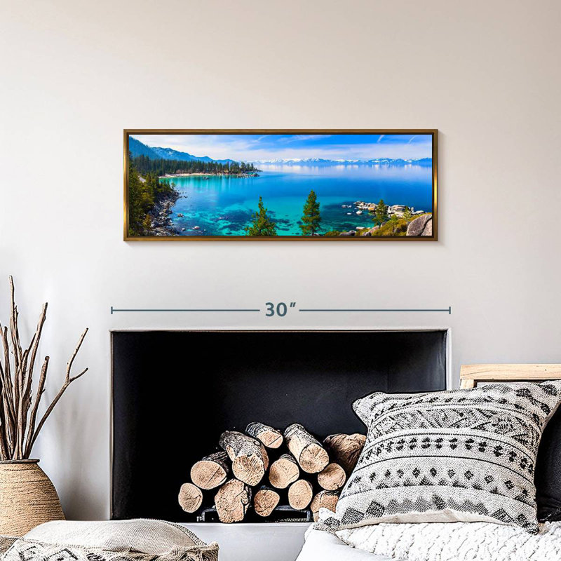 Tranquillité sur le lac Tahoe, Cadre flottant doré, 28 po x 10 po