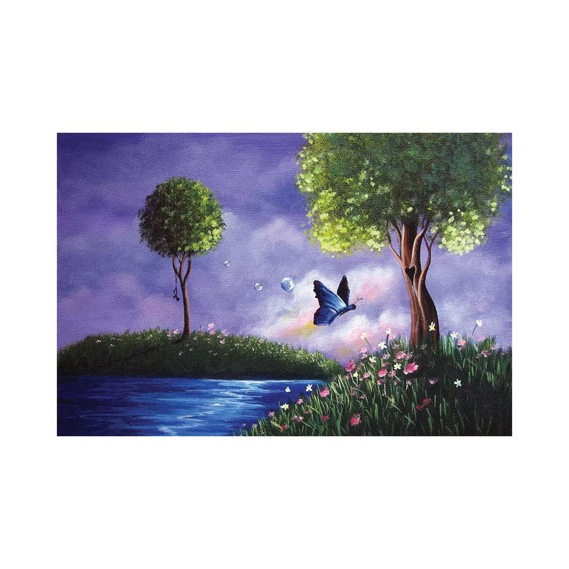 Butterfly Lake by Moonlight Art Parlour - Print on Canvas, Wrapped Canvas, 20.32 cm H x 30.48 cm W