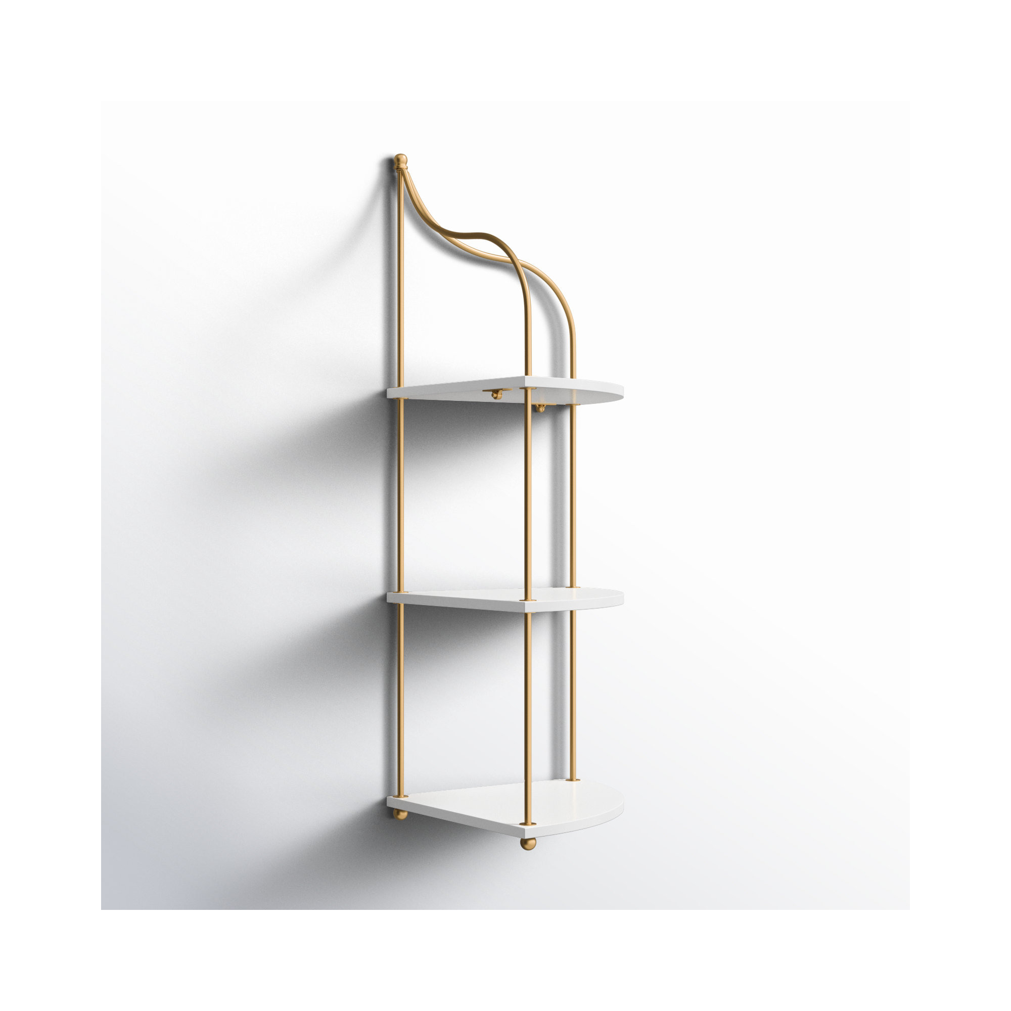 Zeppelin Corner Shelf, White/Gold