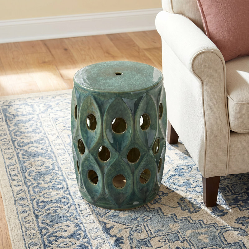 Sabrina Fatima Ceramic Garden Stool, Green