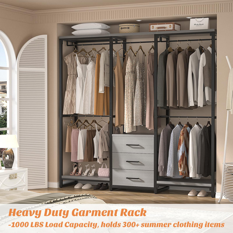 Pharah 39.5'' - 65.5'' W Closet System, Black/Grey