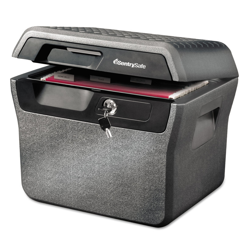 Charcoal Gray Waterproof Fire-Resistant File Safe with Key Lock