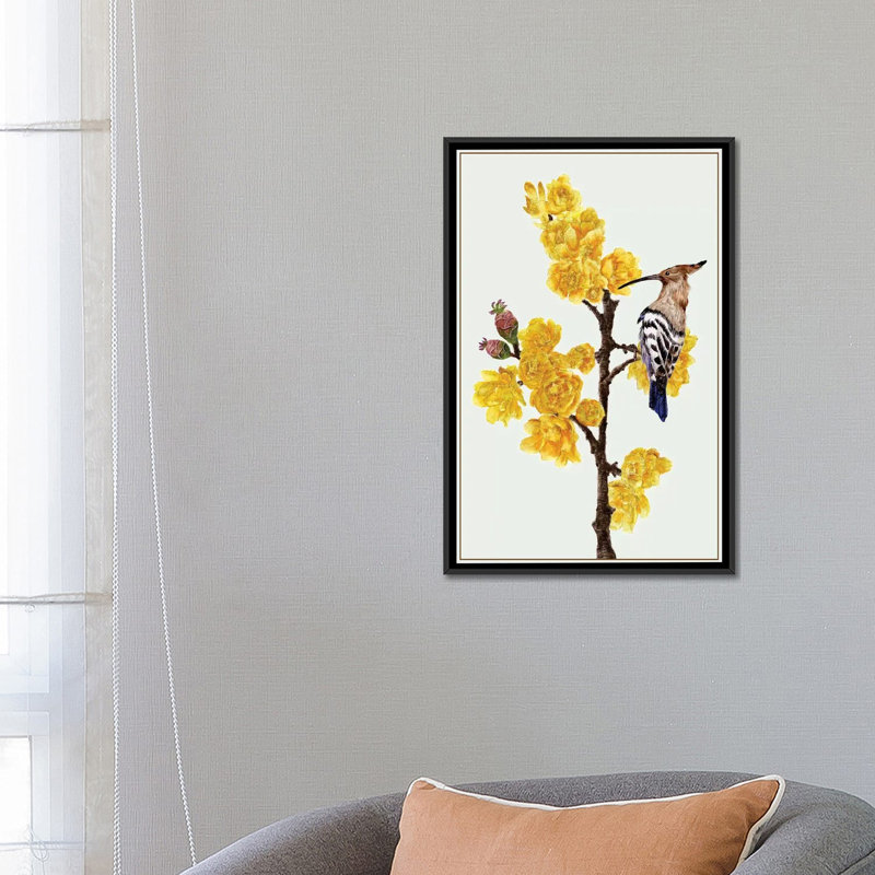 « chimonanthus praecox ii », impression sur toile, H 26 po x l 18 po x P 1,5 po, Toile avec cadre noir, Pas de tapis