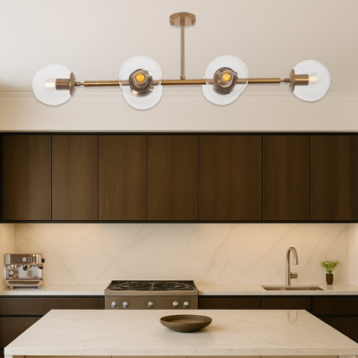 Luminaire suspendu linéaire en verre 6 lumières