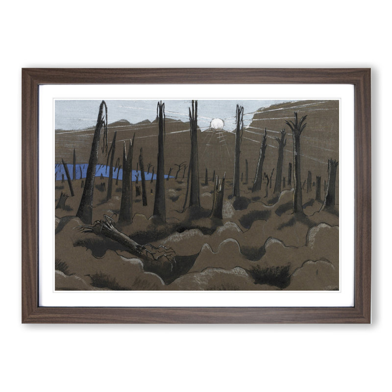 Sunrise by Paul Nash - Picture Frame Painting, 36cm H x 48cm W x 2cm D, Walnut Framed