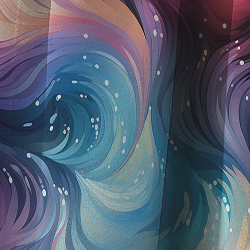 Motif à chevrons bleu et mauve - Rêves célestes à motif floral - 1 panneau, L 52 po x L 95 po
