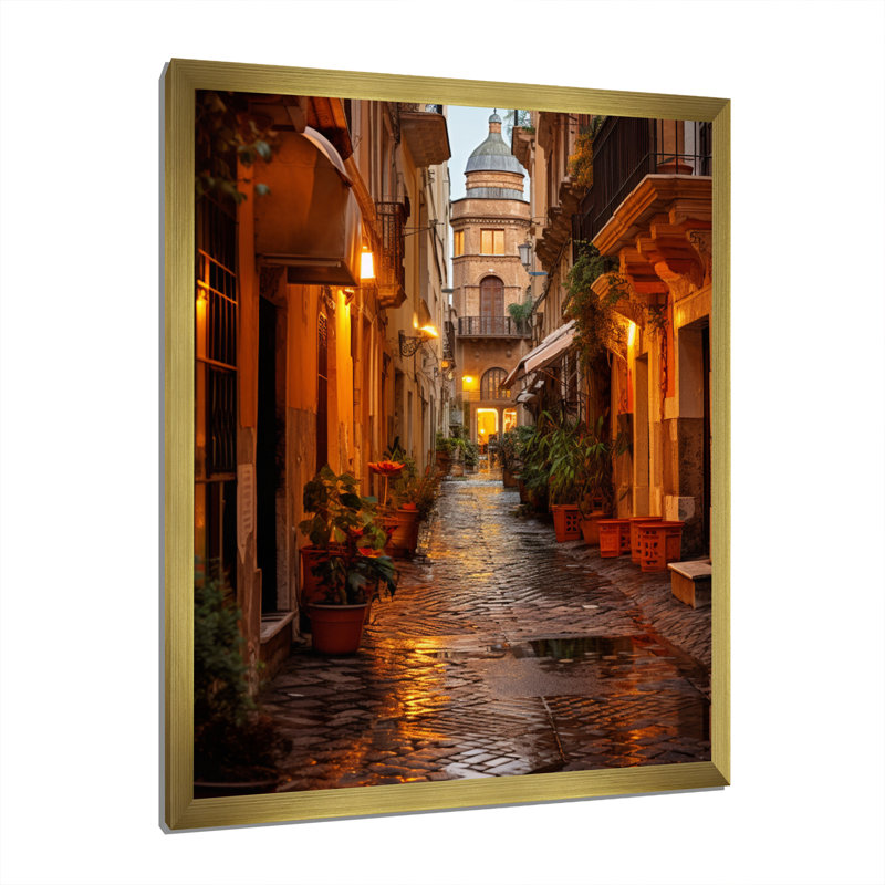 «Maighdiln Italy Eternary City Whispers», art mural pour le salon en Italie, H 32 po x l 24 po x P 1 po, Cadre doré simple