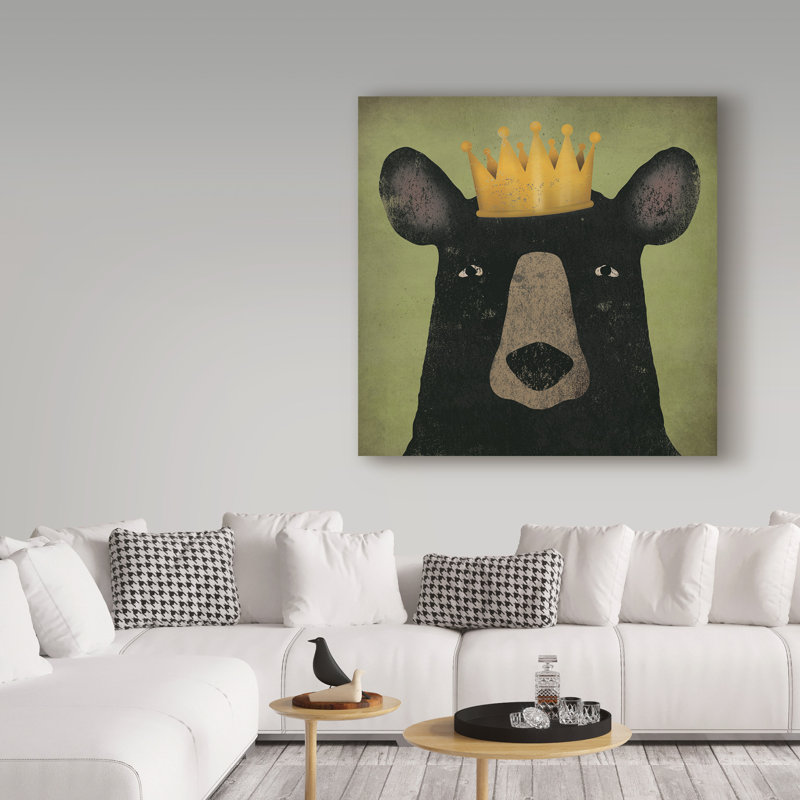 «The Black Bear with Crown», art sur toile, H 35 po x l 35 po x P 2 po