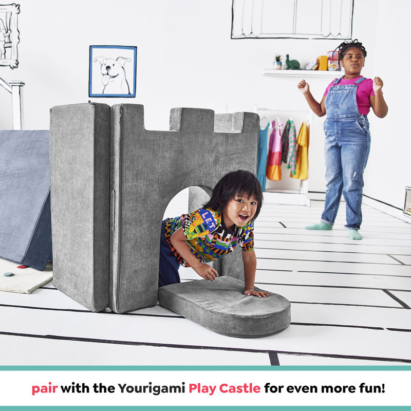 Yourigami Folding Convertible Kids and Toddler Play Gym, 5 Pieces, Blue Lagoon