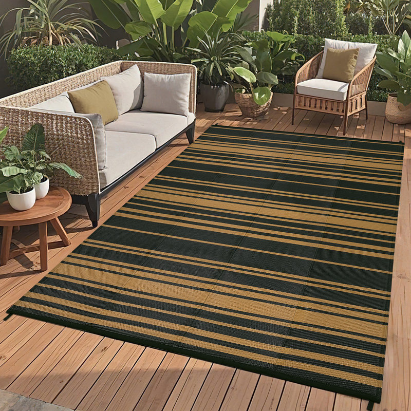 9' x 12' Outdoor Area Rug, 320 GSM Woven Polypropylene, Reversible Waterproof UV-Resistant Design, Foldable for Patio, Balcony, RV and Picnic Use