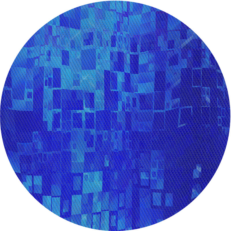Tapis de zone bleue à motifs, Rond 5 pi