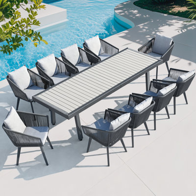11 - Piece Large Weather-Resistant Wicker Patio Dining Set (Seats 10)